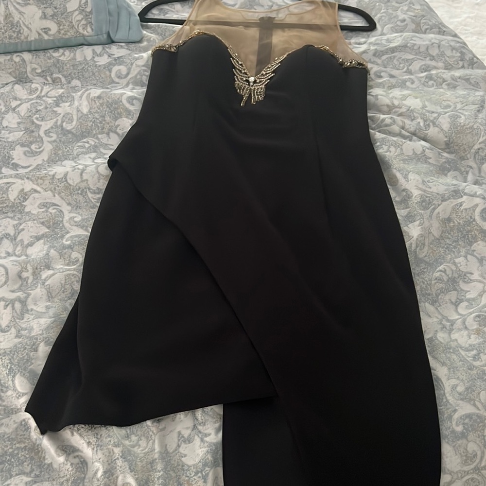 Black mid length cocktail dress (high low pieces) US size 8